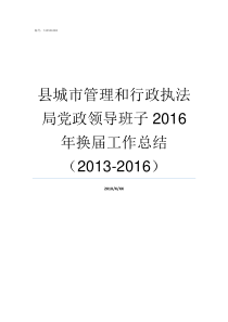 县城市管理和行政执法局党政领导班子2016年换届工作总结20132016城市管理行政执法职能具体有哪