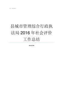 县城市管理综合行政执法局2016年社会评价工作总结