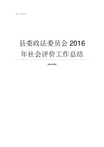 县委政法委员会2016年社会评价工作总结