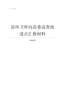 县环卫所向县委巡查组进点汇报材料县委巡查组巡查范围