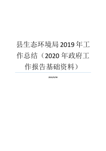 县生态环境局2019年工作总结2020年政府工作报告基础资料生态环境保护工作总结