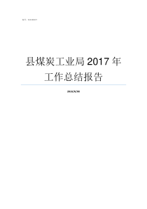 县煤炭工业局2017年工作总结报告