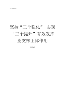 坚持三个强化nbspnbsp实现三个提升有效发挥党支部主体作用