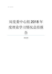 局党委中心组2018年度理论学习情况总结报告2018年党委中心组总结