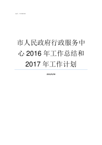 市人民政府行政服务中心2016年工作总结和2017年工作计划