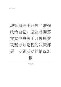 城管局关于开展增强政治自觉坚决贯彻落实党中央关于开展脱贫攻坚专项巡视的决策部署专题活动的情况汇报城管