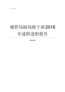 城管局副局级干部2016年述职述职报告