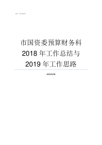 市国资委预算财务科2018年工作总结与2019年工作思路