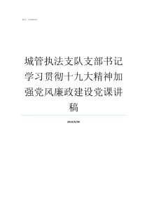 城管执法支队支部书记学习贯彻十九大精神加强党风廉政建设党课讲稿