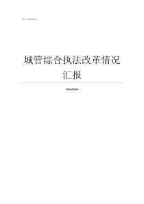 城管综合执法改革情况汇报城管执法队伍改革