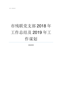 市残联党支部2018年工作总结及2019年工作谋划全国残联