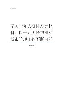 学习十九大研讨发言材料以十九大精神推动城市管理工作不断向前