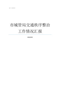 市城管局交通秩序整治工作情况汇报城管局夜间市容整治方案