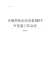 市城管执法局党委2017年党建工作总结市城管执法局局长