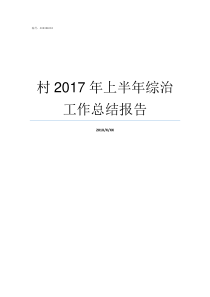 村2017年上半年综治工作总结报告2018上海综评