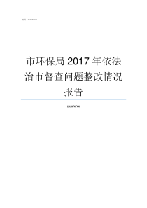 市环保局2017年依法治市督查问题整改情况报告