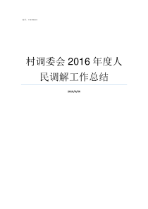 村调委会2016年度人民调解工作总结