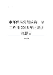 市环保局党组成员总工程师2016年述职述廉报告