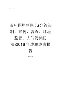 市环保局副局长分管法制宣传督查环境监管大气污染防治2016年述职述廉报告