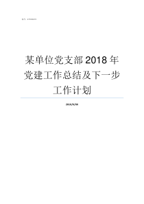 某单位党支部2018年党建工作总结及下一步工作计划