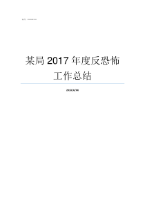 某局2017年度反恐怖工作总结2017最新现代反恐大片