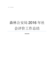 森林公安局2016年社会评价工作总结