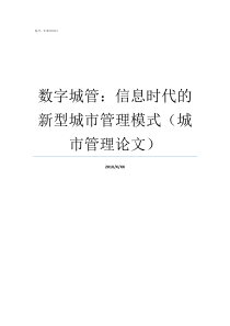 数字城管信息时代的新型城市管理模式城市管理论文数字城管是做什么的