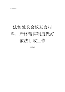 法制处长会议发言材料严格落实制度做好依法行政工作法制