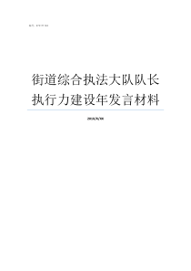 街道综合执法大队队长执行力建设年发言材料乡镇综合执法大队队长