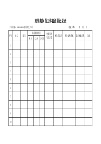 疫情期间体温测量记录表