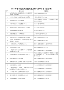 2018年水利先进实用技术重点推广指导目录