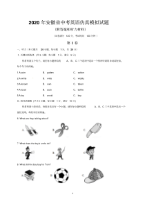 2020年安徽省中考英语仿真模拟试题(附答案和听力材料)