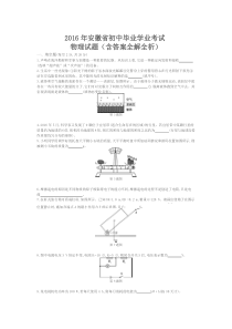 2016年安徽物理中考试卷(试卷+答案)