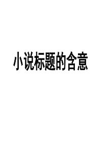 2017小说标题的含义、意蕴和作用