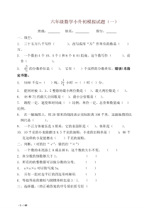 2019数学六年级小升初试卷含答案(共10套)