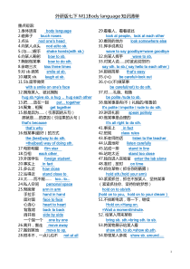 外研版七下M11Body-language知识清单