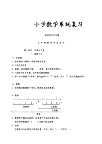 小学六年级数学系统复习知识点及练习题