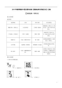 2019年春学期初中语文课外阅读《诵读经典与传统文化》汇编