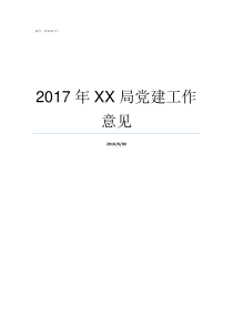 2017年XX局党建工作意见69XX2017