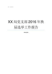 XX局党支部2016年换届选举工作报告