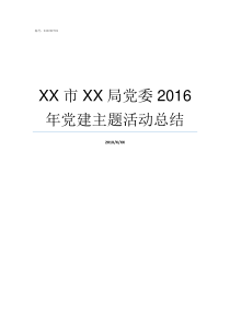 XX市XX局党委2016年党建主题活动总结