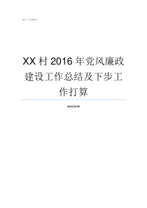 XX村2016年党风廉政建设工作总结及下步工作打算不XX年