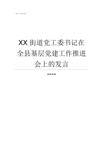 XX街道党工委书记在全县基层党建工作推进会上的发言街道工委书记和党工委书记