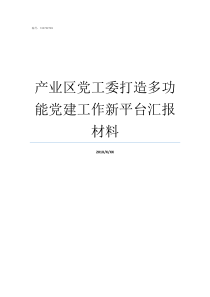 产业区党工委打造多功能党建工作新平台汇报材料什么是党工委