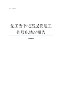 党工委书记基层党建工作履职情况报告机关党工委书记