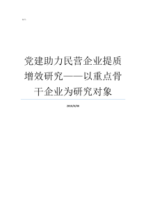 党建助力民营企业提质增效研究以重点骨干企业为研究对象民营企业党建怎么做