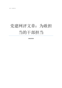 党建网评文章为敢担当的干部担当基层党建网评