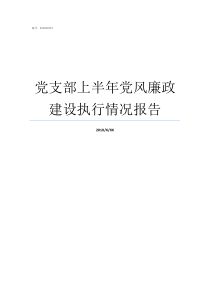 党支部上半年党风廉政建设执行情况报告基层党支部党风廉洁建设