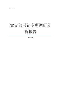 党支部书记专项调研分析报告党支部书记调研指导