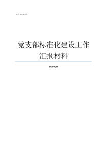 党支部标准化建设工作汇报材料党支部标准化心得体会